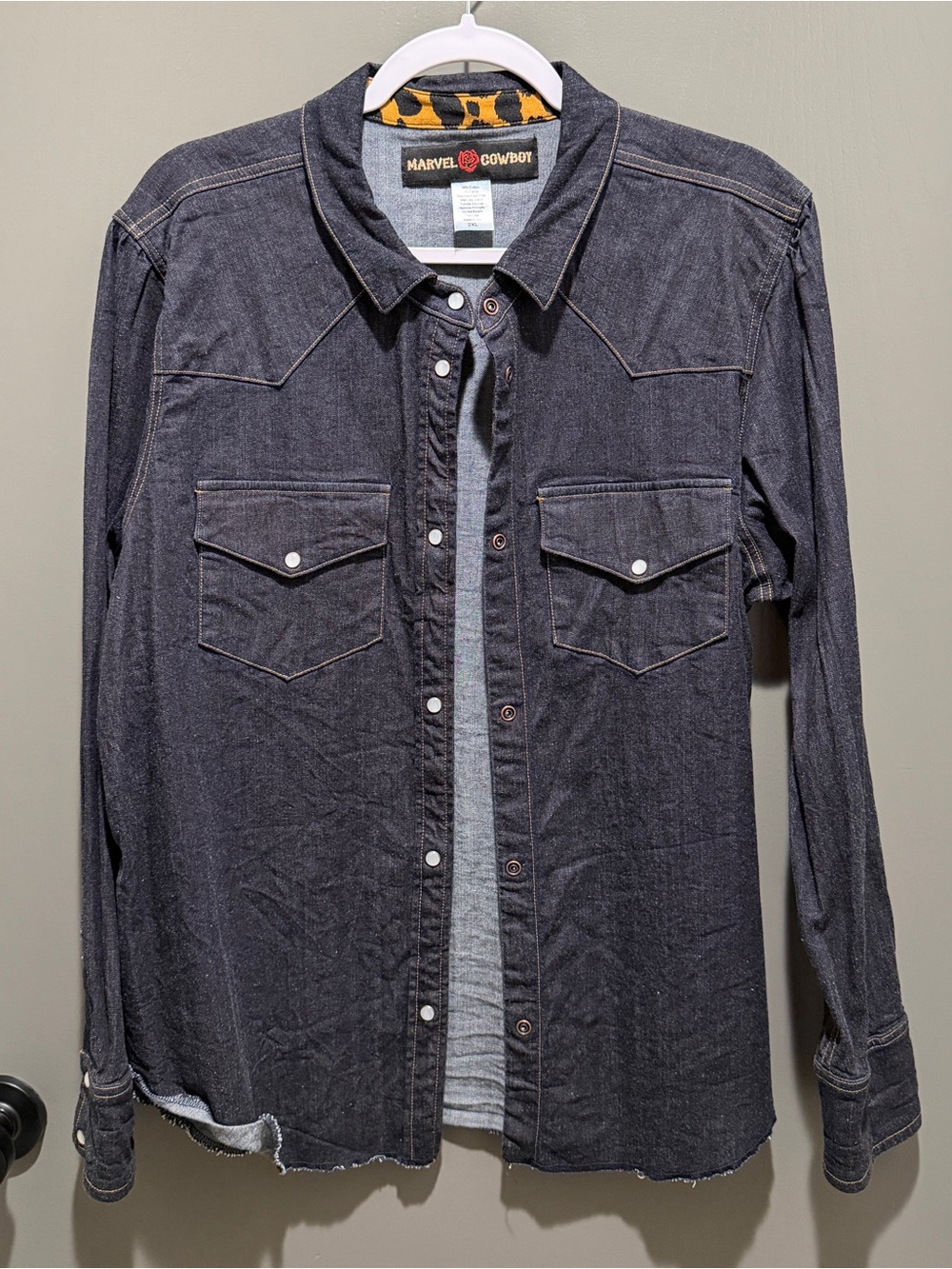 Marvel Cowboy Button-Down Dark-wash Denim Western Shirt
